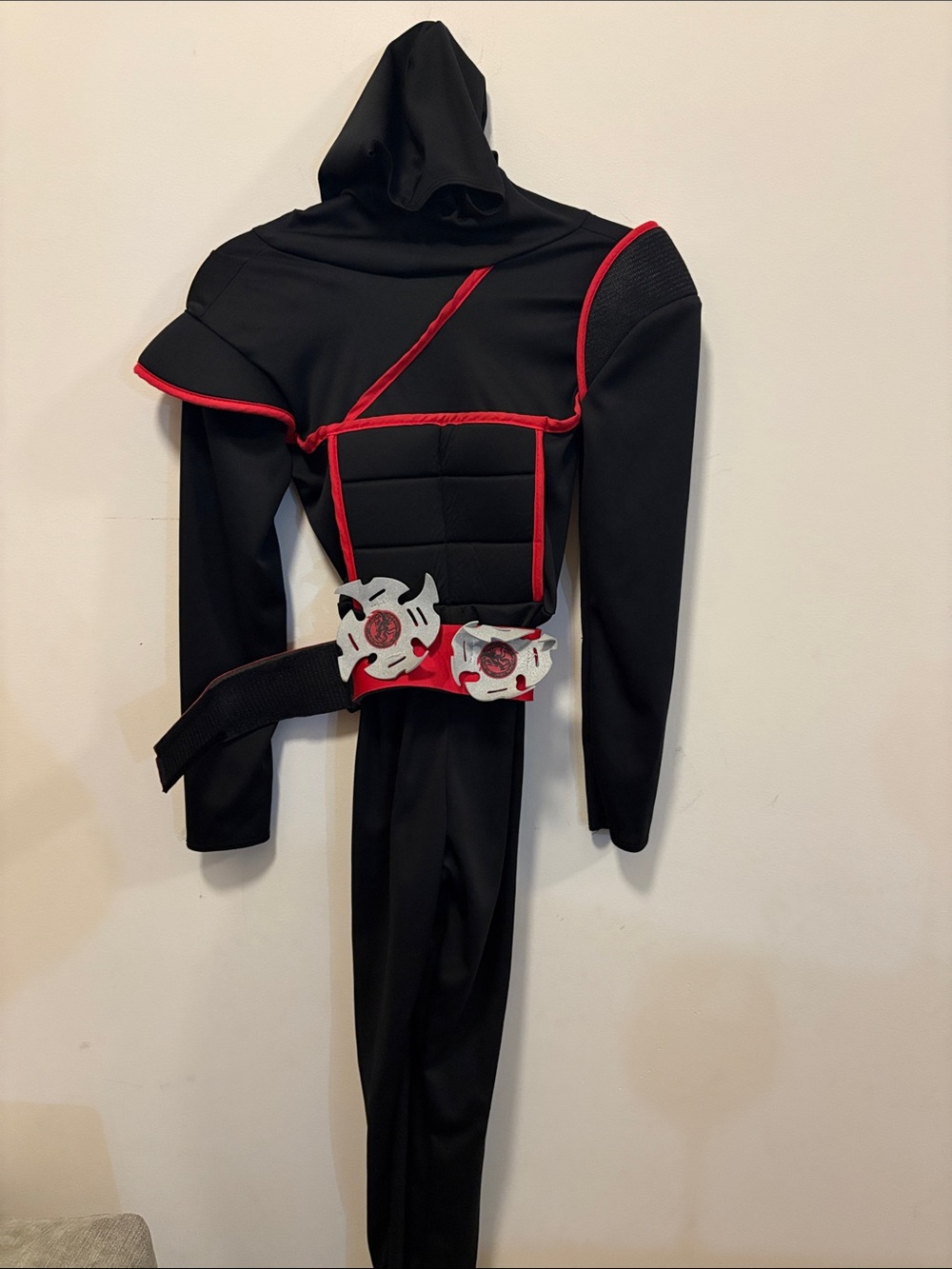 California Costumes Black and Red Hooded Ninja Outfit for Kids medium